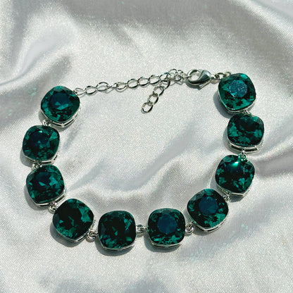 Green Swarovski Silver Bracelet