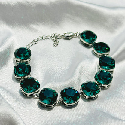 Green Swarovski Silver Bracelet