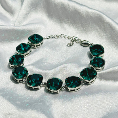 Green Swarovski Silver Bracelet