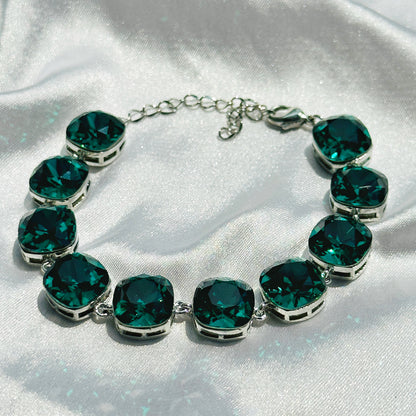 Green Swarovski Silver Bracelet