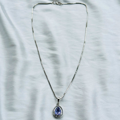 Light Amethyst Cubic Zircon American Diamond Silver Plated Pendant Set