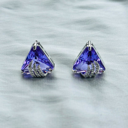 Light Amethyst Cubic Zircon American Diamond Silver Plated Pendant Set
