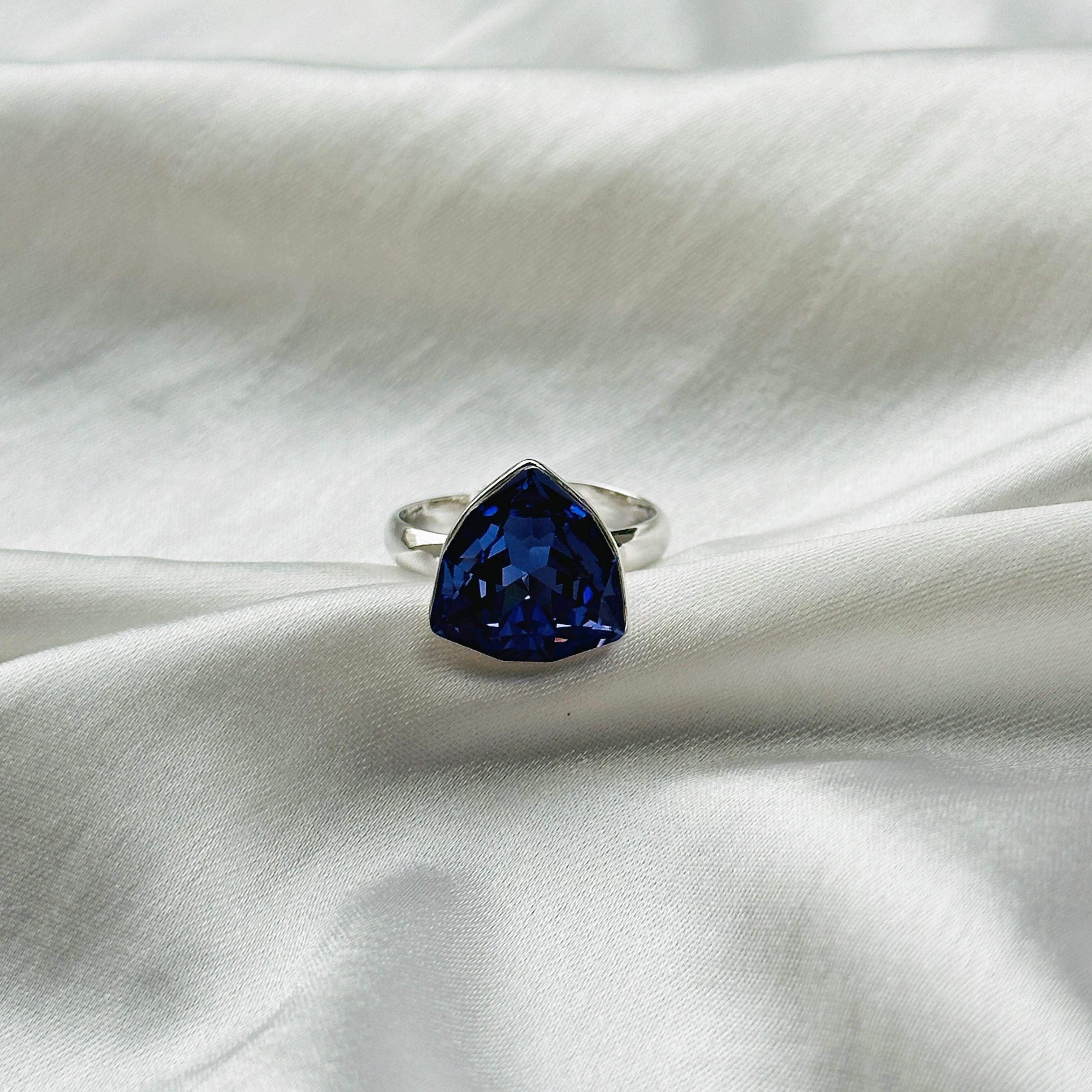 Purple Velvet Swarovski Crystal Silver Plated Adjustable Ring
