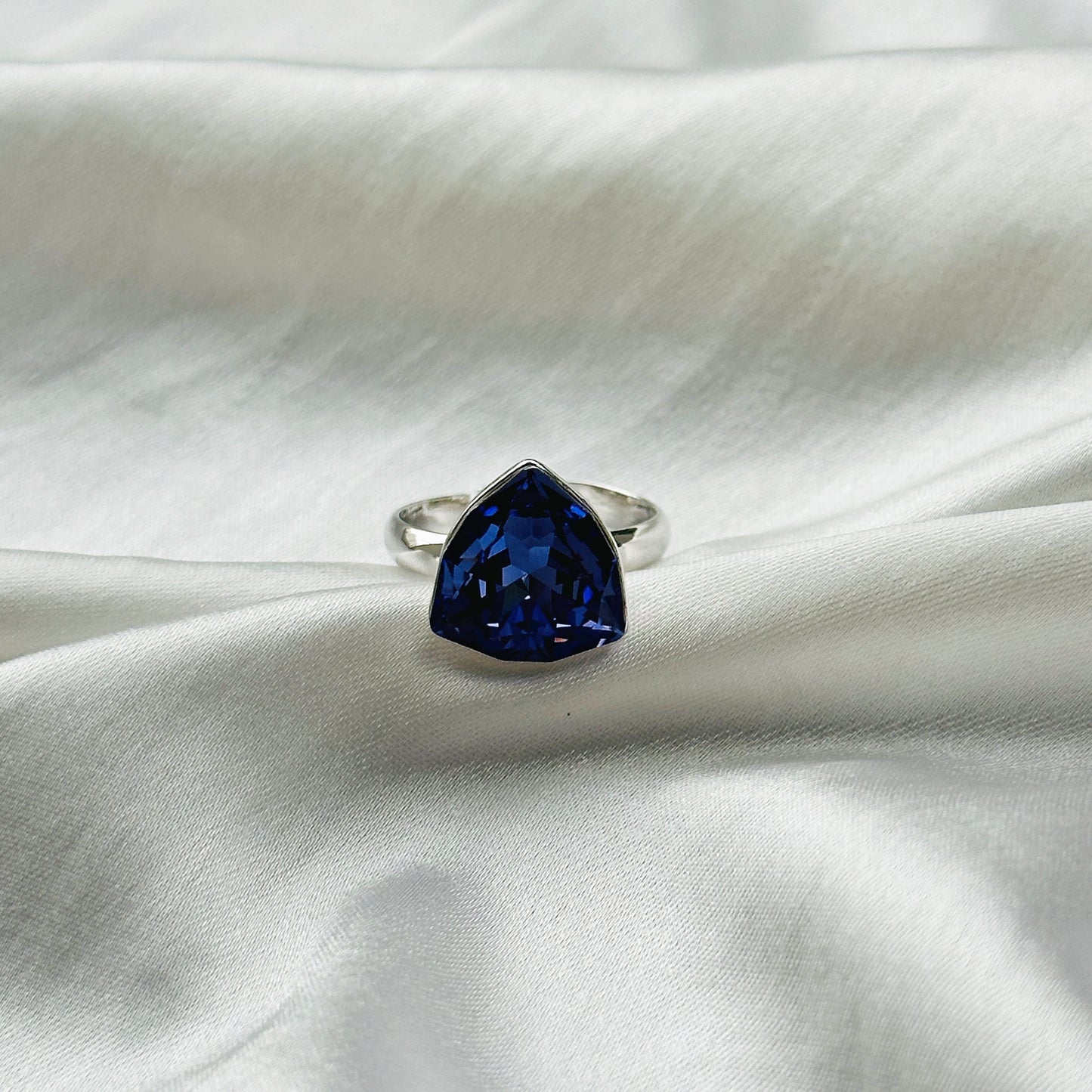 Purple Velvet Swarovski Crystal Silver Plated Adjustable Ring