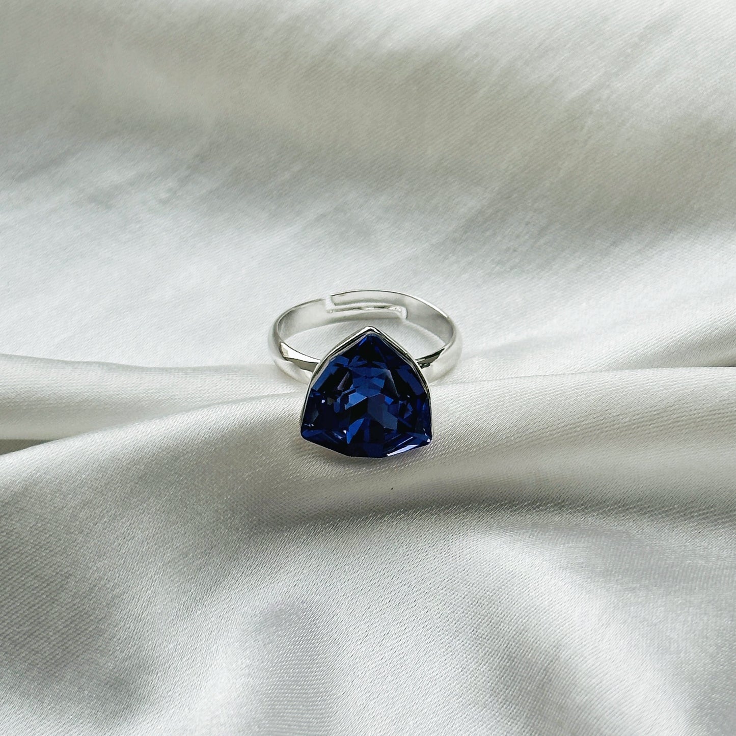 Purple Velvet Swarovski Crystal Silver Plated Adjustable Ring