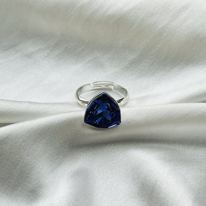 Purple Velvet Swarovski Crystal Silver Plated Adjustable Ring