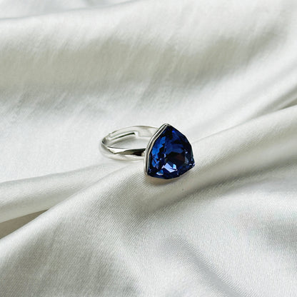 Purple Velvet Swarovski Crystal Silver Plated Adjustable Ring