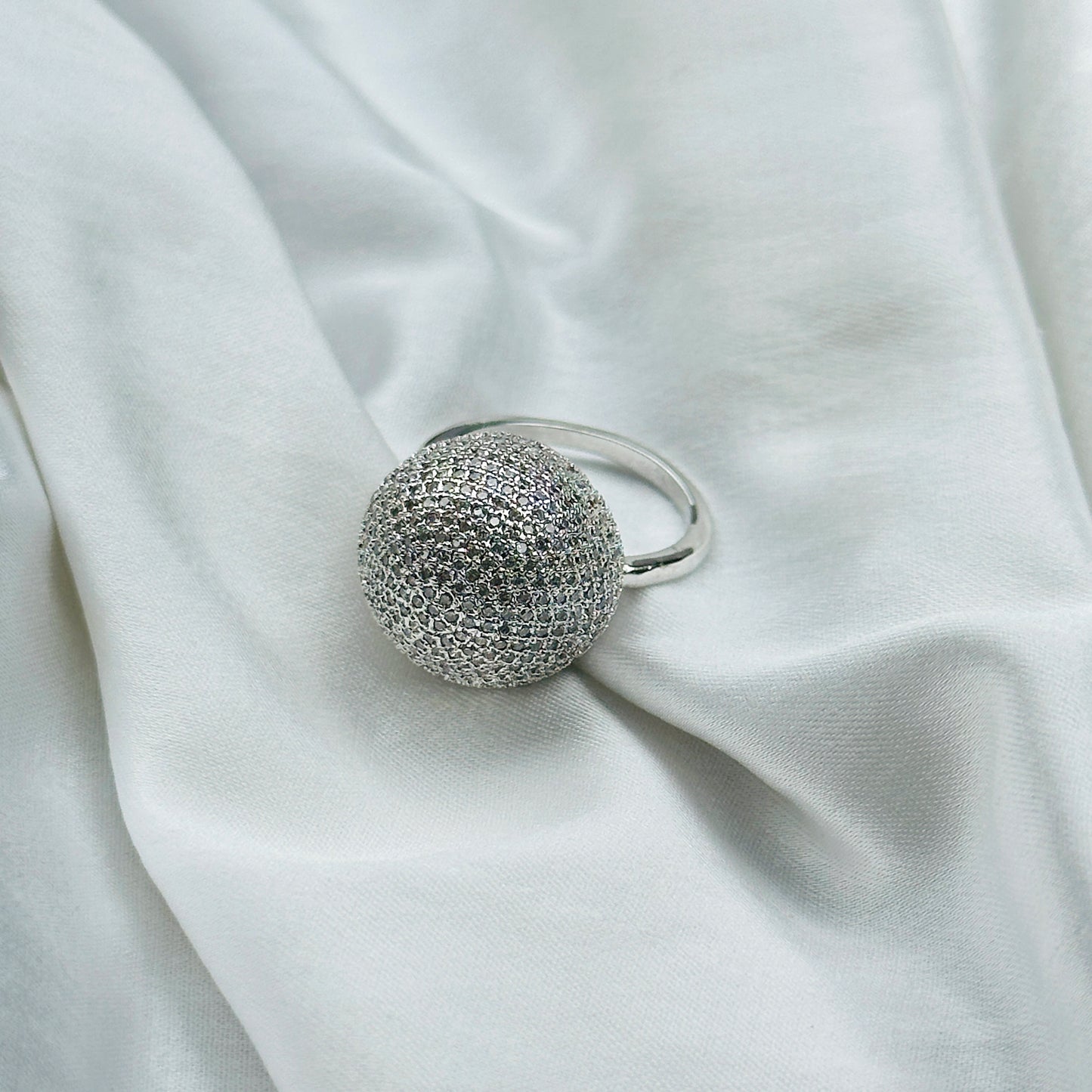 American Diamond Silver Plated Ring (Size: US 6 & US 7)