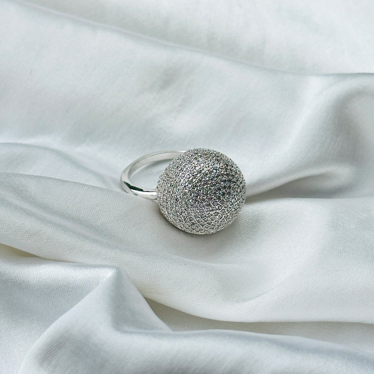 American Diamond Silver Plated Ring (Size: US 6 & US 7)