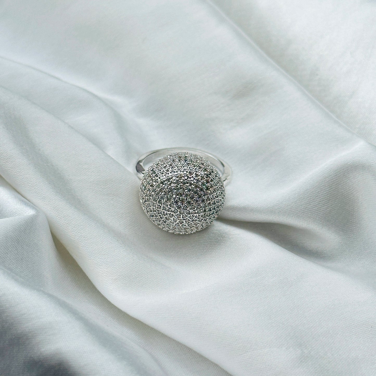 American Diamond Silver Plated Ring (Size: US 6 & US 7)