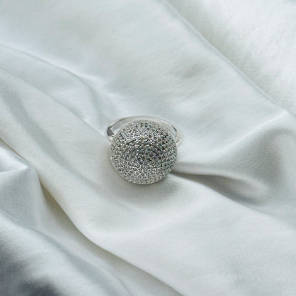 American Diamond Silver Plated Ring (Size: US 6 & US 7)