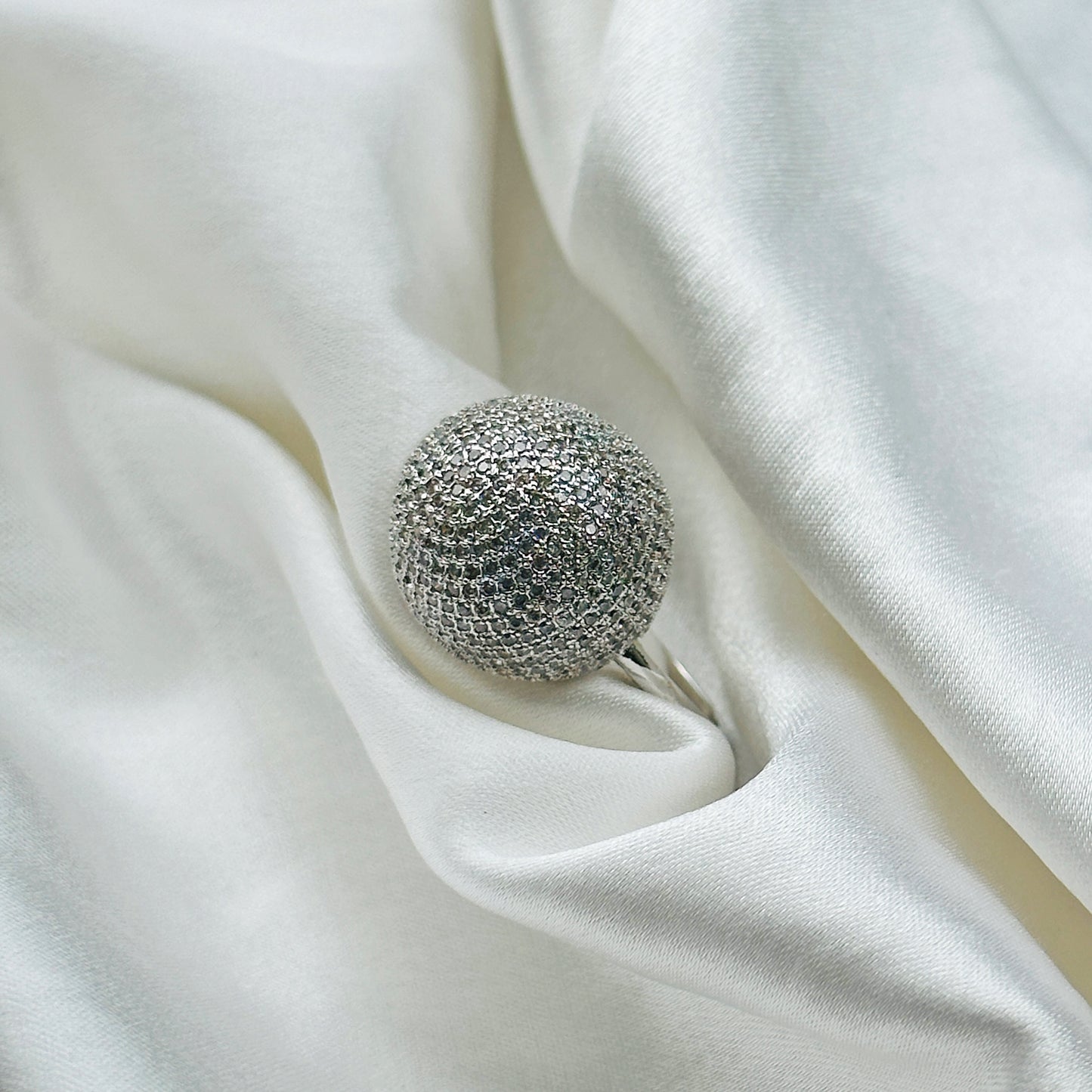 American Diamond Silver Plated Ring (Size: US 6 & US 7)