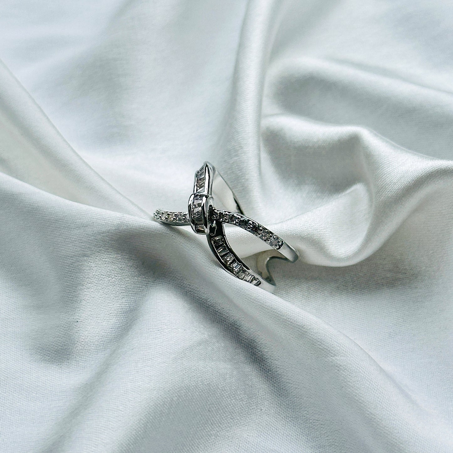American Diamond Silver Plated Adjustable Ring