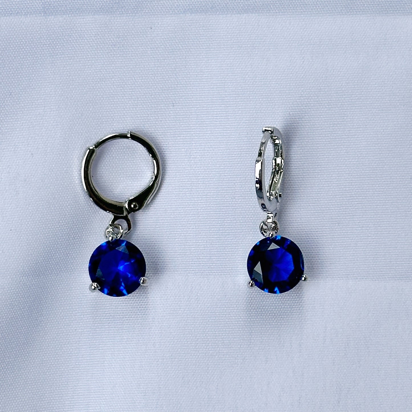Blue Sapphire Cubic Zircon Silver Plated Pendant Set