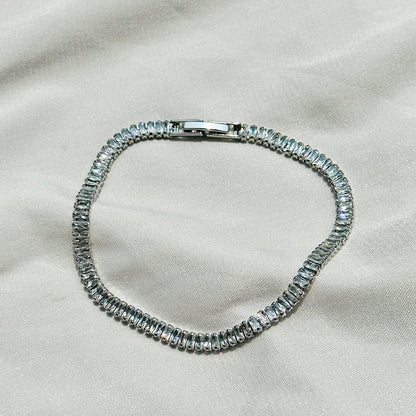 American Diamond Silver Plated Tennis Chain Bracelet