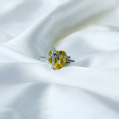 Golden Yellow Inspired CZ Silver-Plated Adjustable Ring