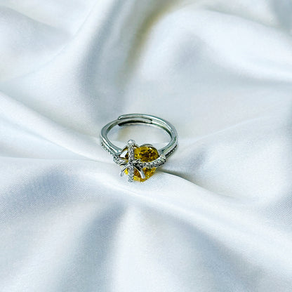 Golden Yellow Inspired CZ Silver-Plated Adjustable Ring