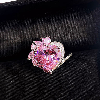 Pink Topaz Cubic Zircon American Diamond Silver Plated Adjustable Ring