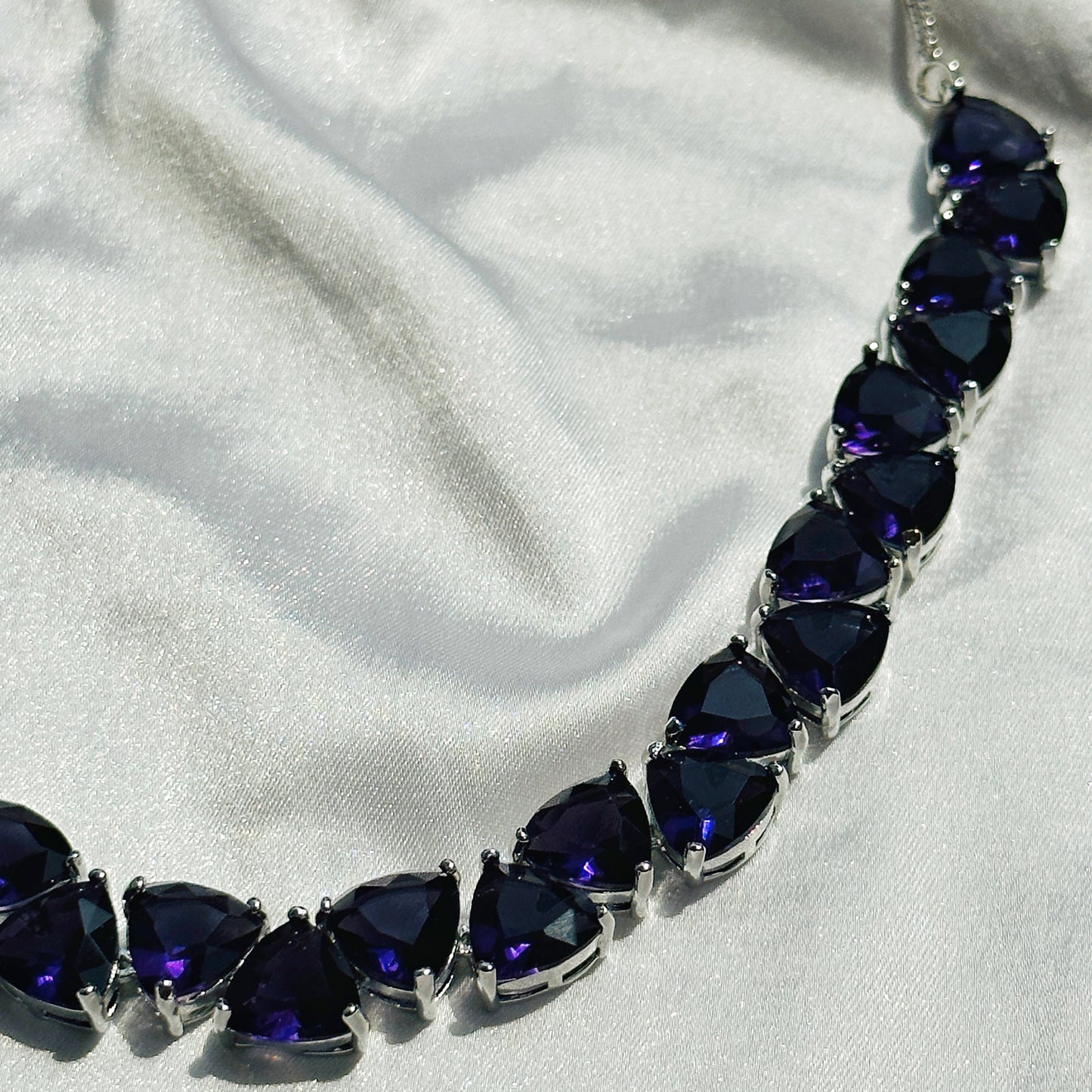 Deep Purple Amethyst Stones Silver Plated Necklace Set