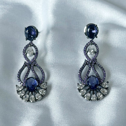Deep Purple Amethyst Cubic Zircon Stones American Diamond Victorian Plated Necklace Set