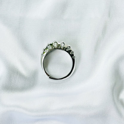 White Cubic Zirconia Topaz Ice Cut American Diamond Silver Plated Adjustable Ring