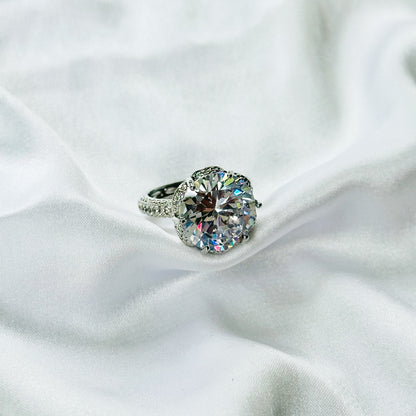 White Cubic Zirconia Ice Cut American Diamond Silver Plated Adjustable Ring