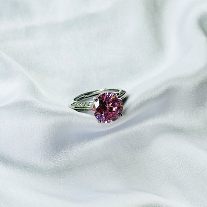 Pink Topaz Cubic Zirconia Ice Cut American Diamond Silver Plated Adjustable Ring