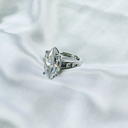 White Cubic Zirconia Ice Cut American Diamond Silver Plated Adjustable Ring