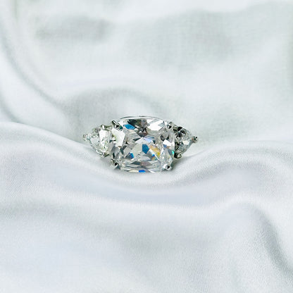 White Cubic Zirconia Ice Cut American Diamond Silver Plated Adjustable Ring
