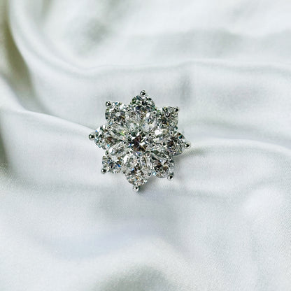 White Cubic Zirconia Ice Cut American Diamond Silver Plated Adjustable Ring