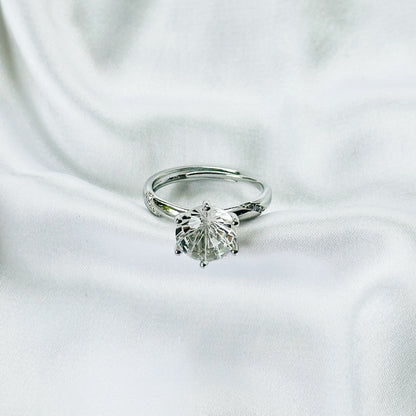 Solitaire Cubic Zirconia Ice Cut American Diamond Silver Plated Adjustable Ring