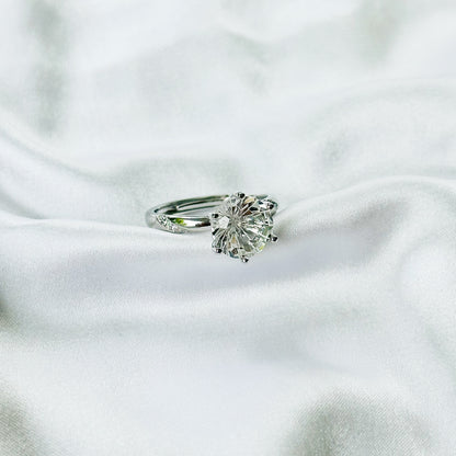 Solitaire Cubic Zirconia Ice Cut American Diamond Silver Plated Adjustable Ring