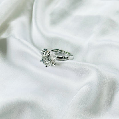 Solitaire Cubic Zirconia Ice Cut American Diamond Silver Plated Adjustable Ring
