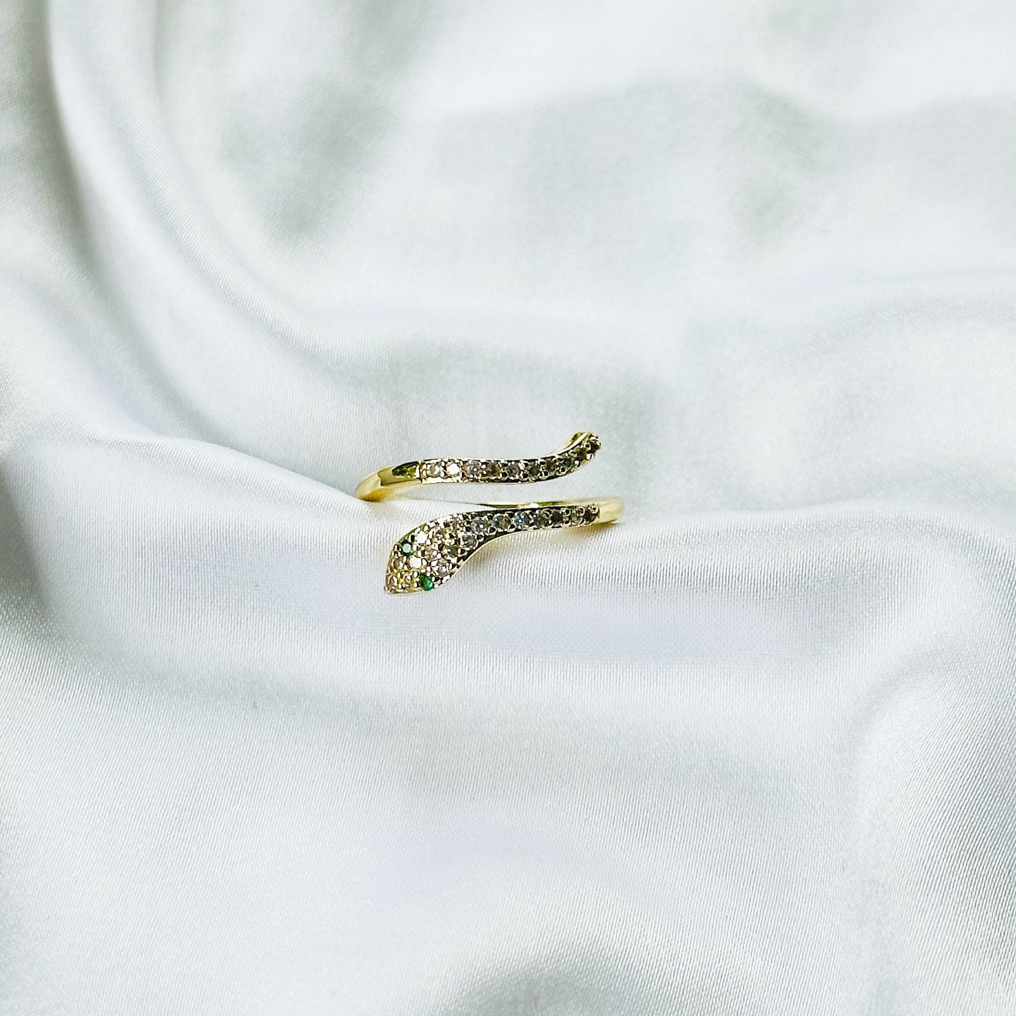 Snake American Diamond Gold Plated Anti-Tarnish Adjustable Ring