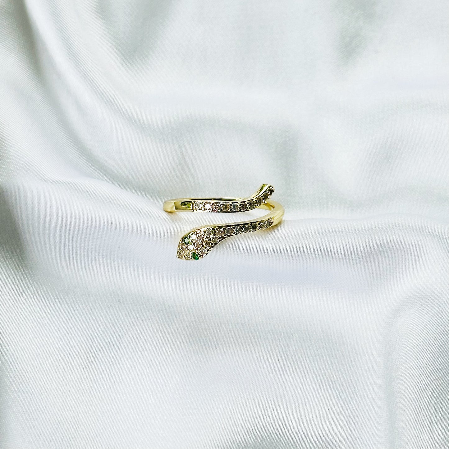 Snake American Diamond Gold Plated Anti-Tarnish Adjustable Ring
