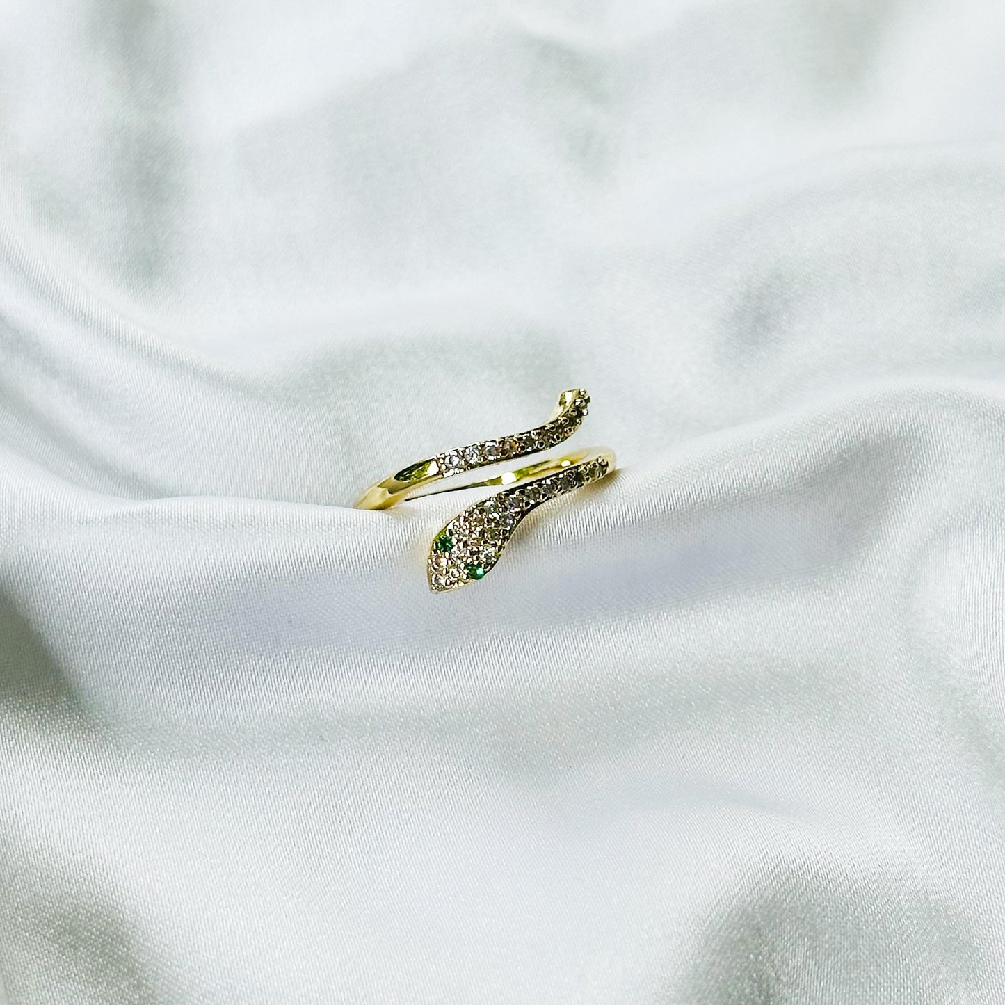 Snake American Diamond Gold Plated Anti-Tarnish Adjustable Ring