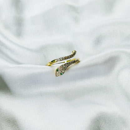 Snake American Diamond Gold Plated Anti-Tarnish Adjustable Ring