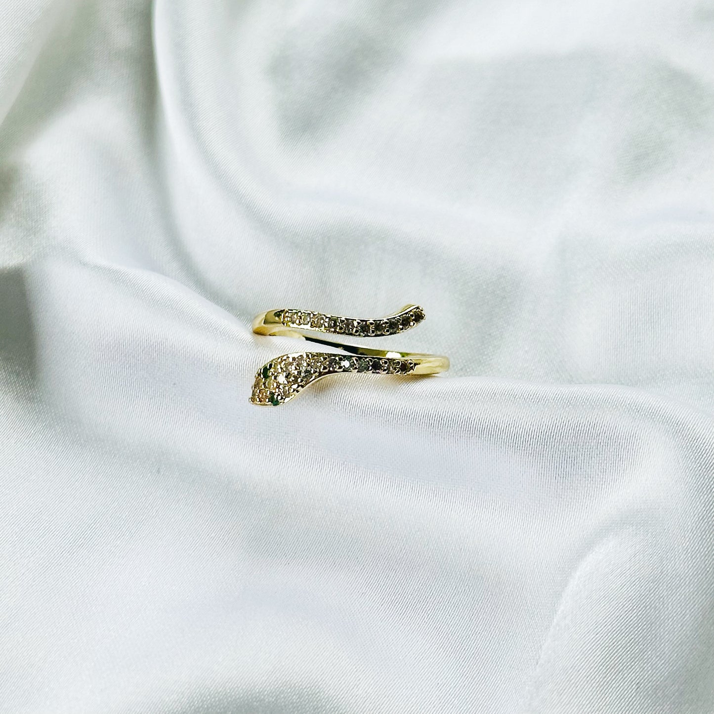 Snake American Diamond Gold Plated Anti-Tarnish Adjustable Ring