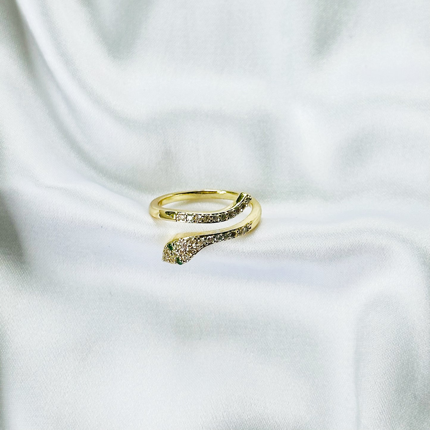 Snake American Diamond Gold Plated Anti-Tarnish Adjustable Ring