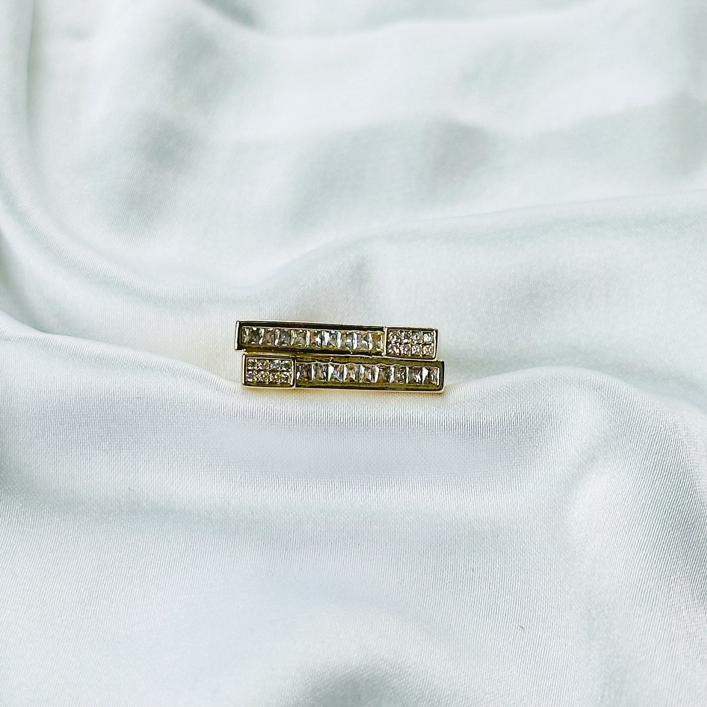 Asymmetric American Diamond Gold Plated Adjustable Ring