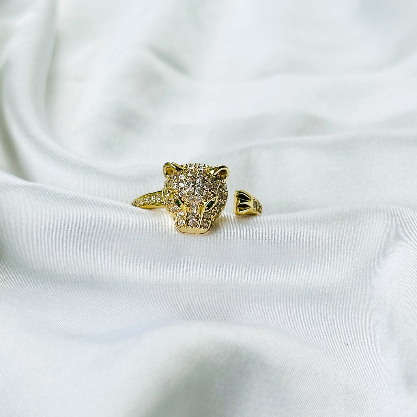 Jaguar American Diamond Gold Plated Adjustable Ring