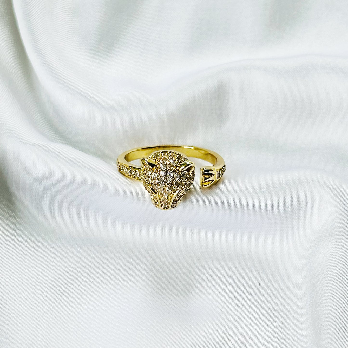 Jaguar American Diamond Gold Plated Adjustable Ring