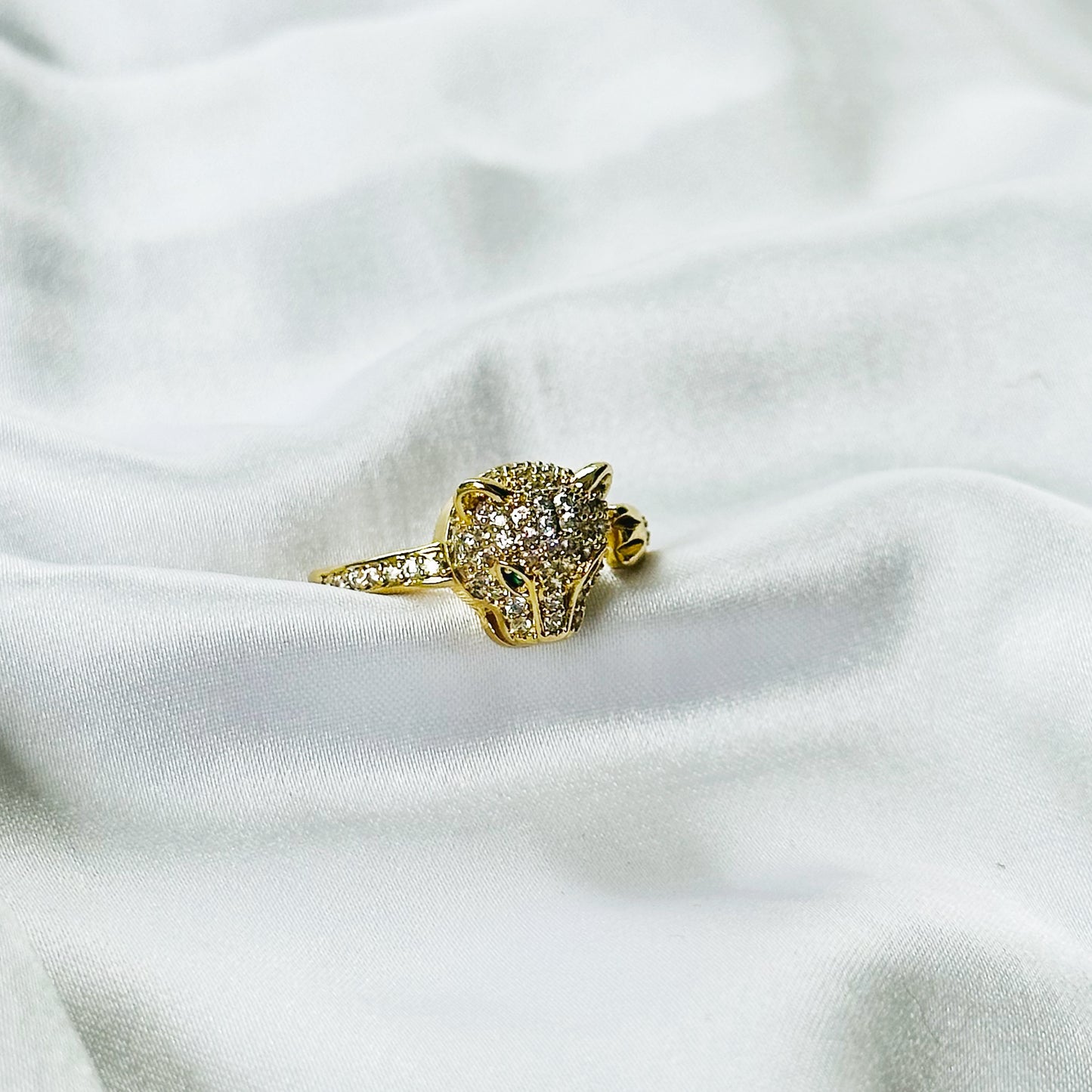 Jaguar American Diamond Gold Plated Adjustable Ring