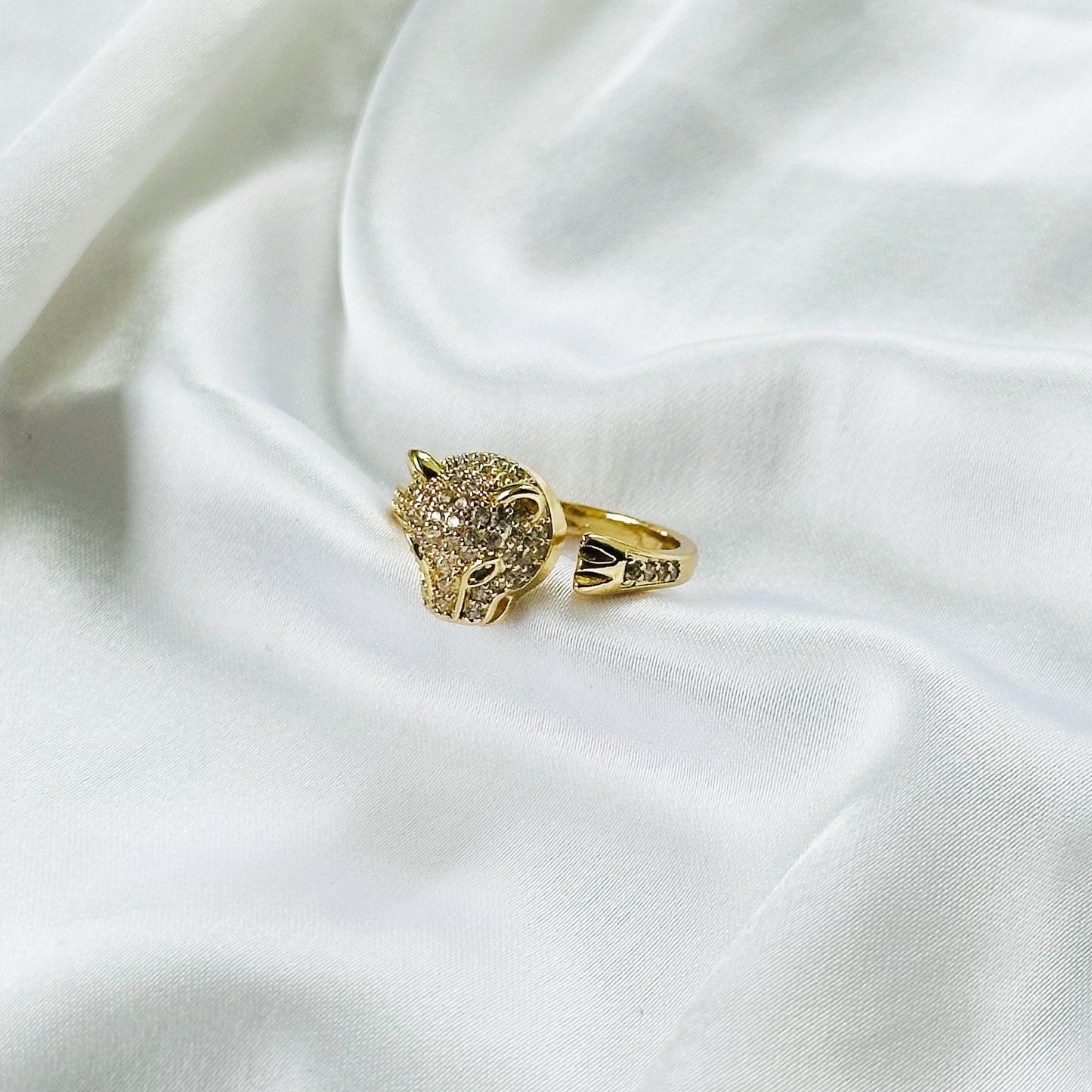 Jaguar American Diamond Gold Plated Adjustable Ring