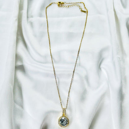 Soiltaire Cubic Zirconia American Diamond Gold Plated Anti-Tarnish Necklace