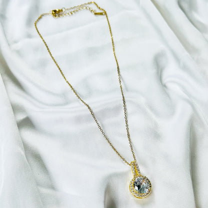 Soiltaire Cubic Zirconia American Diamond Gold Plated Anti-Tarnish Necklace