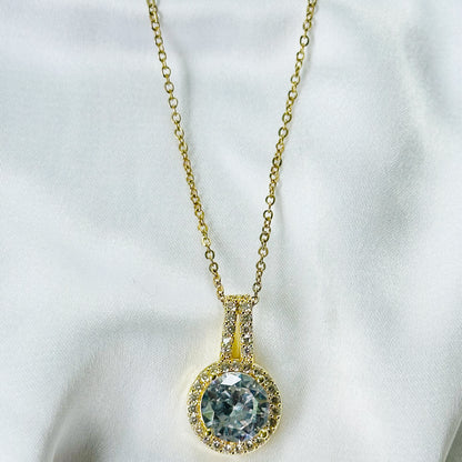 Soiltaire Cubic Zirconia American Diamond Gold Plated Anti-Tarnish Necklace