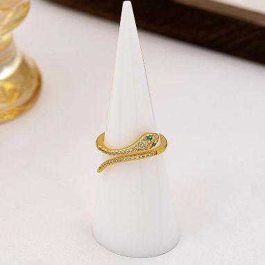 Snake American Diamond Gold Plated Anti-Tarnish Adjustable Ring