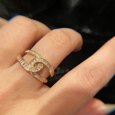 American Diamond Gold Plated Adjustable Ring