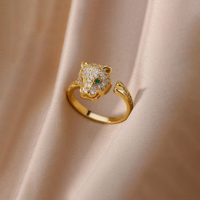 Jaguar American Diamond Gold Plated Adjustable Ring